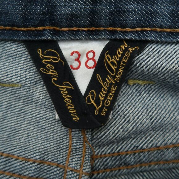 Lucky Brand Jeans Mens 38x31 Blue Piper Relaxed Straight Dungaree Denim Pants - Picture 5 of 15